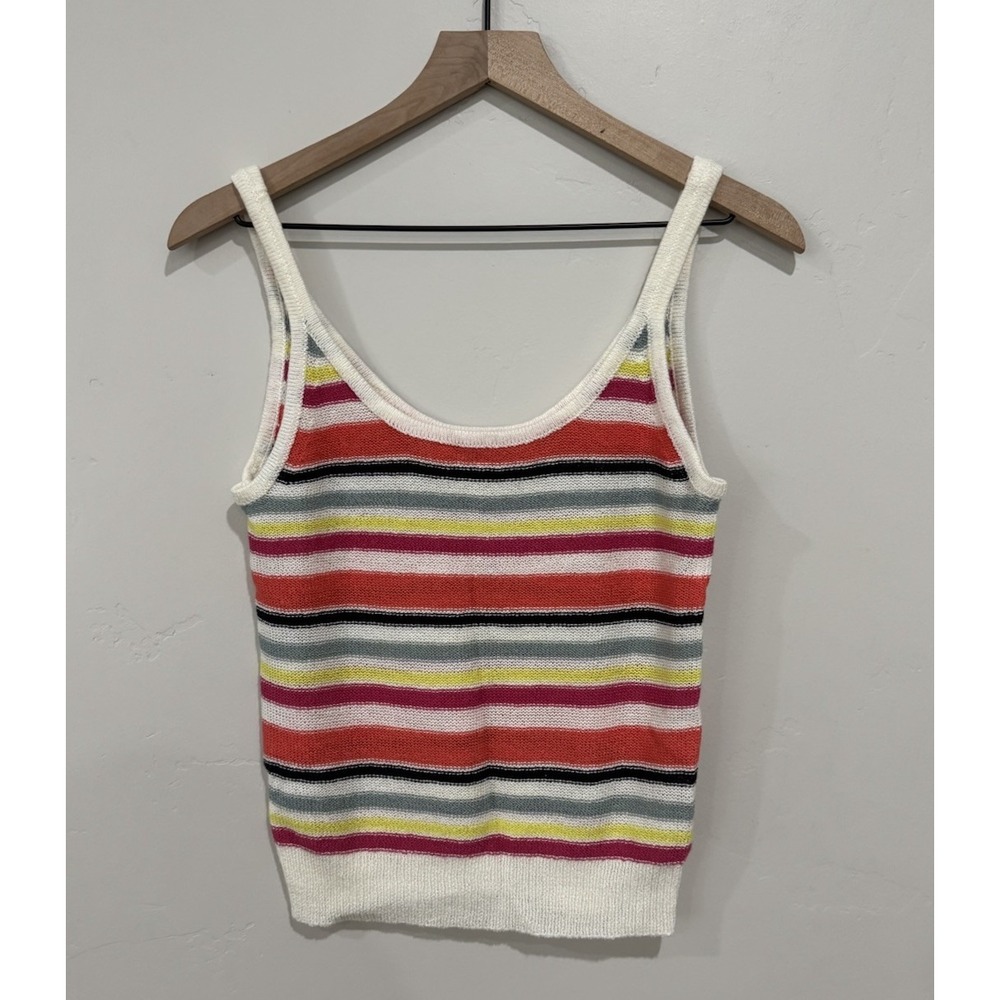 Cupcakes & Cashmere Stripe Knit Tank Top Women's Size Small Colorful Summer